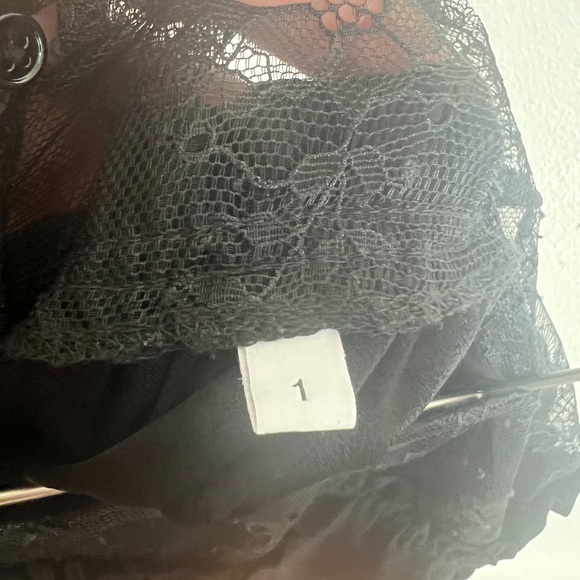 Sandro Paris Nora Sheer Lace Yoke Black Mini Dress - Picture 6 of 8